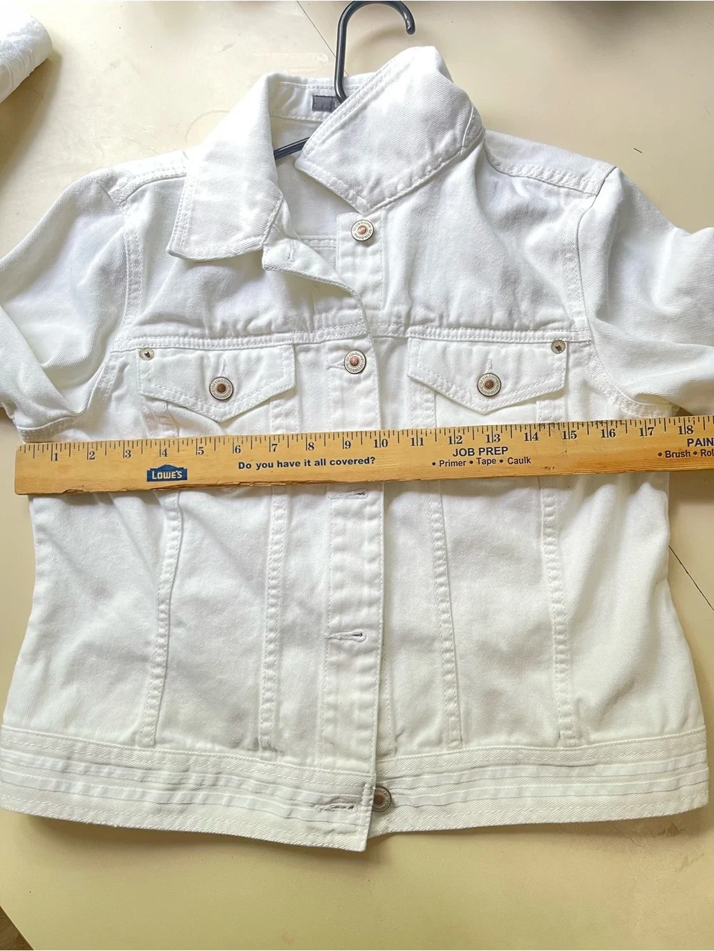 Liz Claiborne Cream White Denim Trucker Jacket 100% Cotton Size Medium - Picture 11 of 11